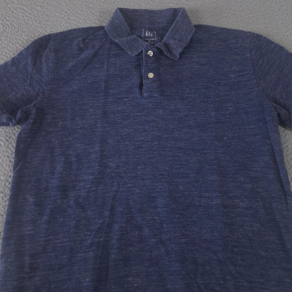 Gap Polo Shirt Mens Medium Blue Navy Space Dye Pique Cotton Short Sleeve Golf
